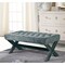 Bryoni Linen/Velvet Button Tufted Silver Nailhead Trim X-Leg Bench